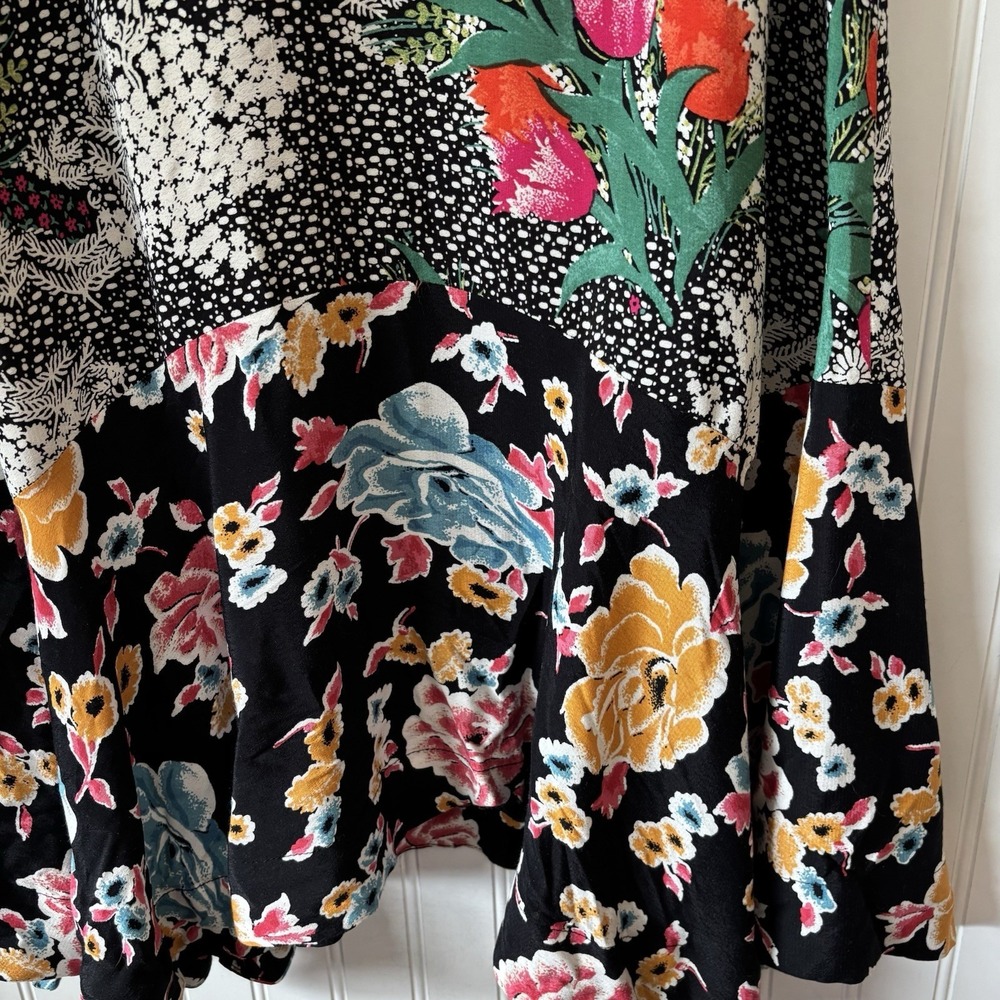 Anthropologie Maeve Violette Mixed Black Floral Midi Tank Dress 8 US/12 UK Boho - Picture 9 of 15